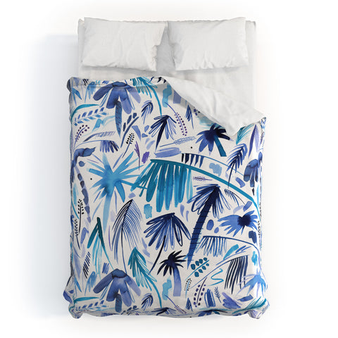 Ninola Design Tropical Relaxing Palms Blue Duvet Cover