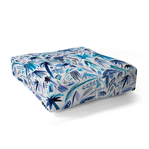 Ninola Design Tropical Relaxing Palms Blue Floor Pillow Square