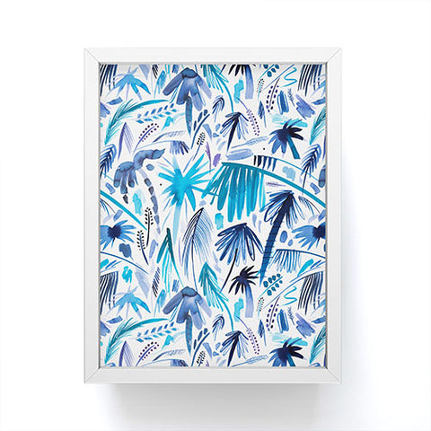 Ninola Design Tropical Relaxing Palms Blue Framed Mini Art Print