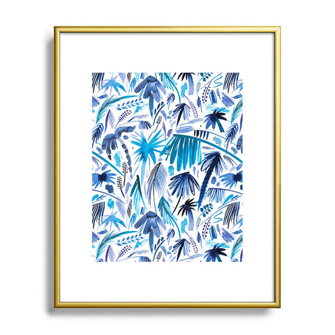 Ninola Design Tropical Relaxing Palms Blue Metal Framed Art Print