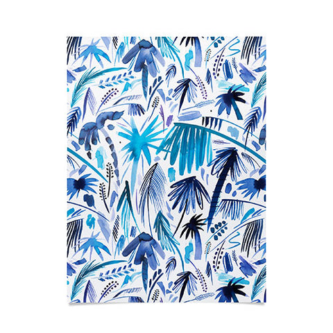 Ninola Design Tropical Relaxing Palms Blue Poster