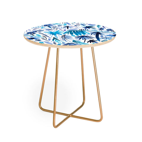 Ninola Design Tropical Relaxing Palms Blue Round Side Table