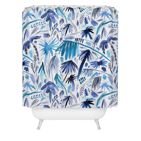 Ninola Design Tropical Relaxing Palms Blue Shower Curtain