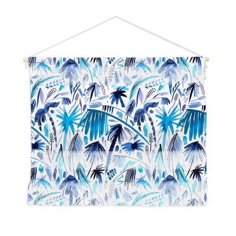 Ninola Design Tropical Relaxing Palms Blue Wall Hanging Landscape