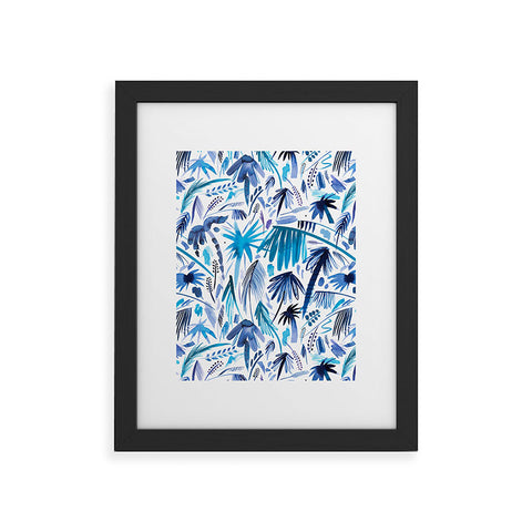 Ninola Design Tropical Relaxing Palms Blue Framed Art Print