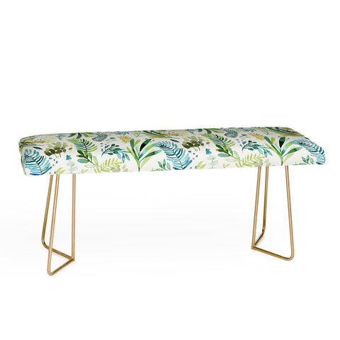 Ninola Design Tuscany Olive Green Leaves Bench