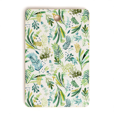 Ninola Design Tuscany Olive Green Leaves Cutting Board Rectangle