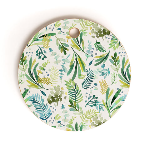 Ninola Design Tuscany Olive Green Leaves Cutting Board Round