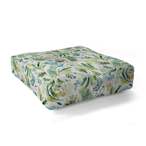 Ninola Design Tuscany Olive Green Leaves Floor Pillow Square