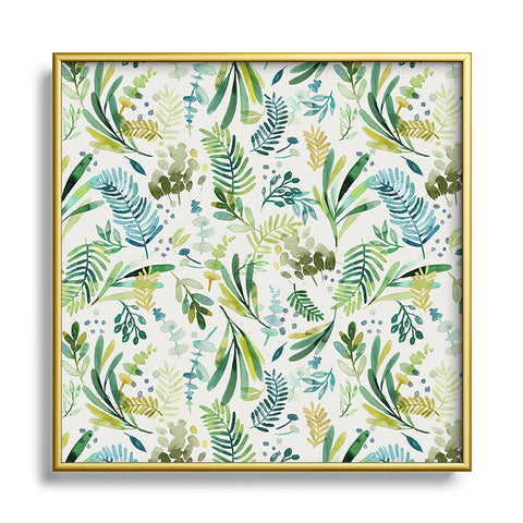 Ninola Design Tuscany Olive Green Leaves Square Metal Framed Art Print