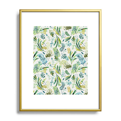 Ninola Design Tuscany Olive Green Leaves Metal Framed Art Print