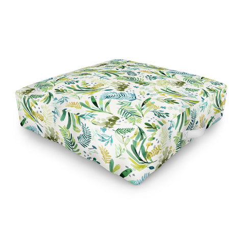 Ninola Design Tuscany Olive Green Leaves Outdoor Floor Cushion