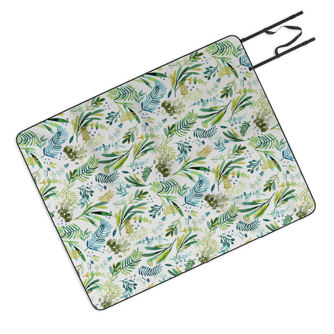 Ninola Design Tuscany Olive Green Leaves Picnic Blanket