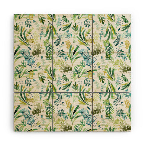 Ninola Design Tuscany Olive Green Leaves Wood Wall Mural