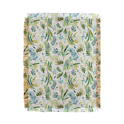 Ninola Design Tuscany Olive Green Leaves Throw Blanket