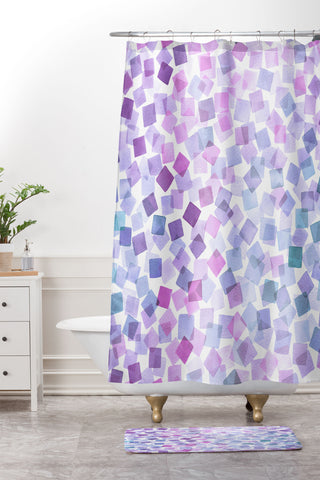 Ninola Design Very Peri Plaids Confetti Shower Curtain And Mat