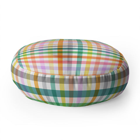 Ninola Design Vichy Spring Colorful Picnic Floor Pillow Round