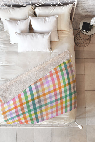 Ninola Design Vichy Spring Colorful Picnic Fleece Throw Blanket