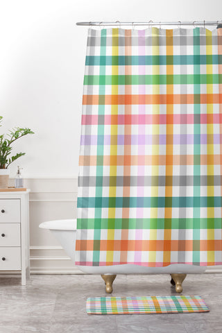 Ninola Design Vichy Spring Colorful Picnic Shower Curtain And Mat