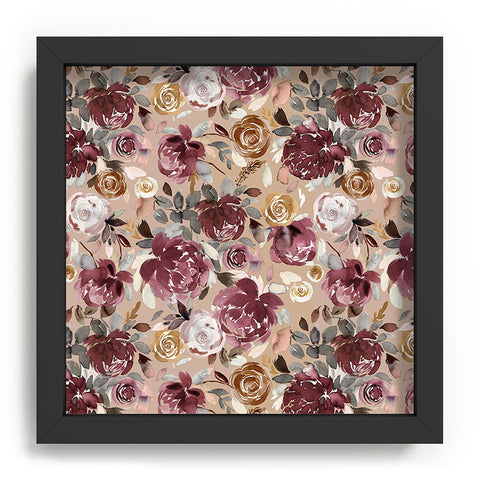 Ninola Design Vintage Peonies Beige Burgundy Recessed Framing Square