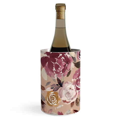 Ninola Design Vintage Peonies Beige Burgundy Wine Chiller