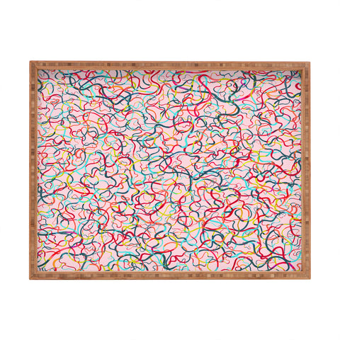 Ninola Design Water drawings pink Rectangular Tray