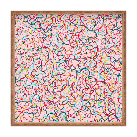 Ninola Design Water drawings pink Square Tray