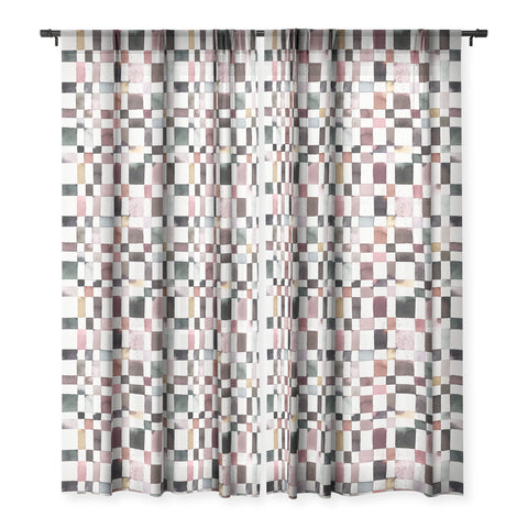 Ninola Design Watercolor checker Company is coming Sheer Window Curtain