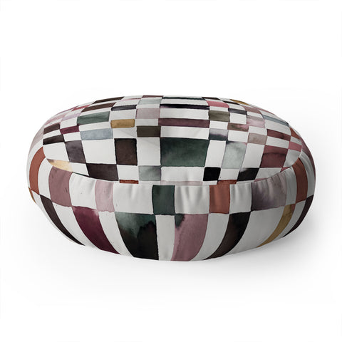 Ninola Design Watercolor checker Company is coming Floor Pillow Round