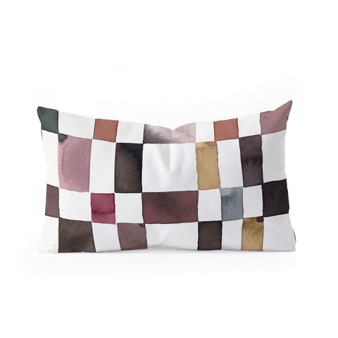 Ninola Design Watercolor checker Company is coming Oblong Throw Pillow