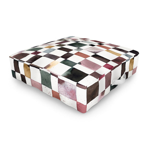 Ninola Design Watercolor checker Company is coming Outdoor Floor Cushion