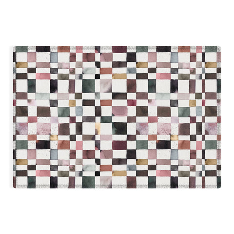 Ninola Design Watercolor checker Company is coming Outdoor Rug