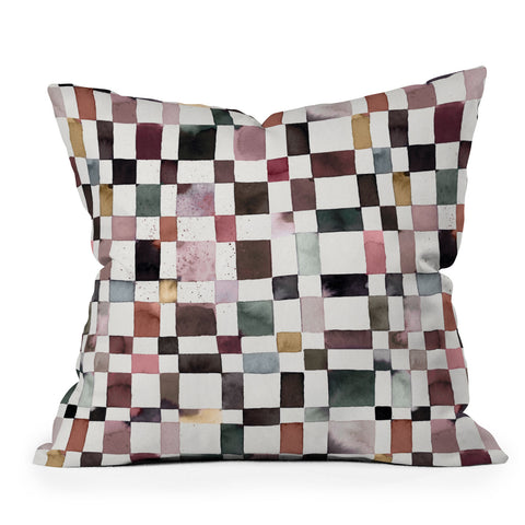 Ninola Design Watercolor checker Company is coming Throw Pillow