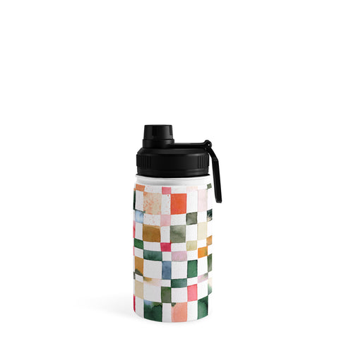 Ninola Design Watercolor checker Yuletide Water Bottle
