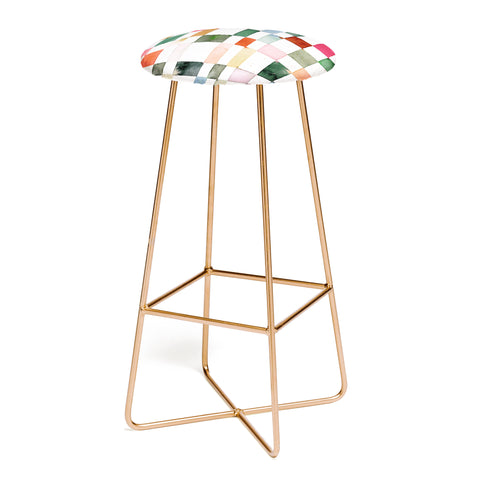 Ninola Design Watercolor checker Yuletide Bar Stool