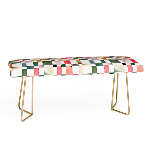 Ninola Design Watercolor checker Yuletide Bench