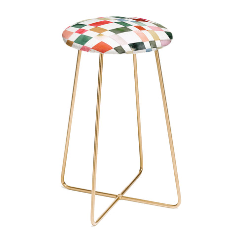 Ninola Design Watercolor checker Yuletide Counter Stool