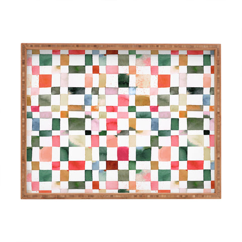 Ninola Design Watercolor checker Yuletide Rectangular Tray