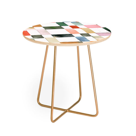 Ninola Design Watercolor checker Yuletide Round Side Table