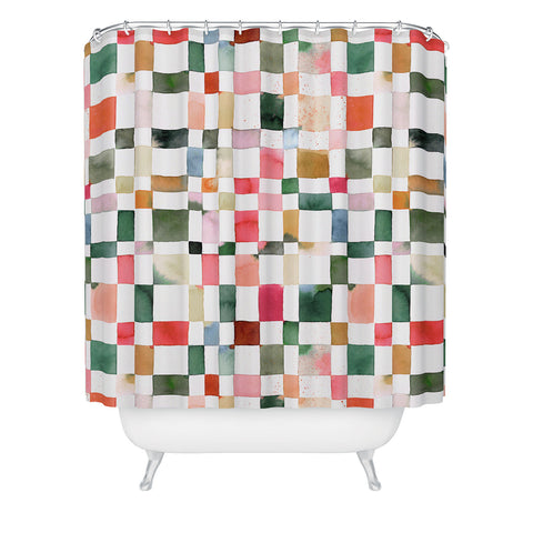 Ninola Design Watercolor checker Yuletide Shower Curtain