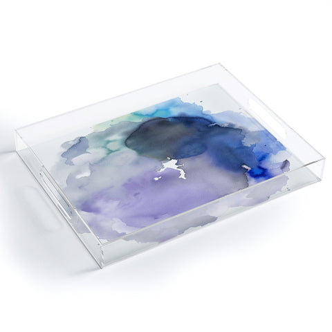 Ninola Design Watercolor Circle Blue Acrylic Tray