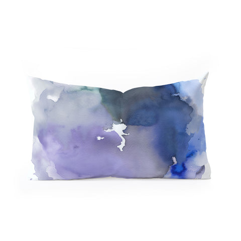 Ninola Design Watercolor Circle Blue Oblong Throw Pillow