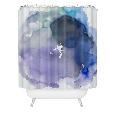 Ninola Design Watercolor Circle Blue Shower Curtain