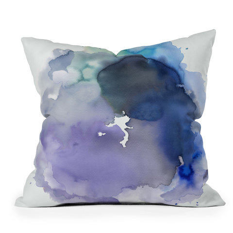 Ninola Design Watercolor Circle Blue Throw Pillow