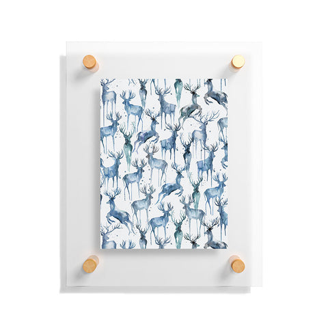 Ninola Design Watercolor Deers Cold Blue Floating Acrylic Print