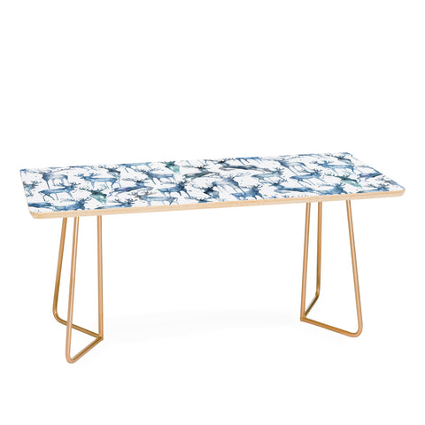 Ninola Design Watercolor Deers Cold Blue Coffee Table