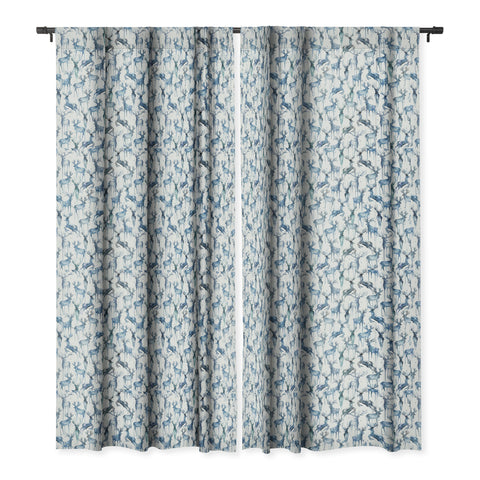 Ninola Design Watercolor Deers Cold Blue Blackout Window Curtain