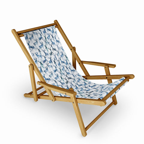 Ninola Design Watercolor Deers Cold Blue Sling Chair