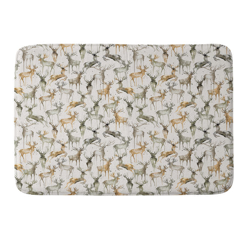 Ninola Design Watercolor Deers Golden Memory Foam Bath Mat