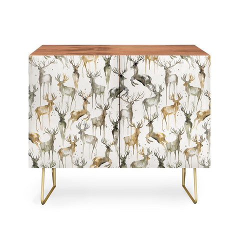 Ninola Design Watercolor Deers Golden Credenza